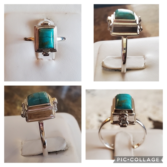 Genuine Kingman Blue Mojave Turquoise Poison Box Ring Size 9 - Picture 3 of 8